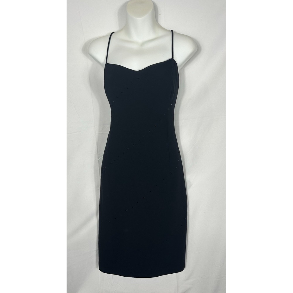 Vintage Black 90s Thin Strap Cocktail Dress Size 12 Whimisgoth Fairy Grunge USA